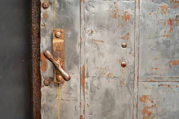 istock Rustic metal door at the doorknob part. 2243526520