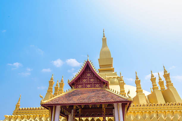 The most beautiful Viewpoint  Architecture at Pha That Luang Temple in Vientiane, Laos