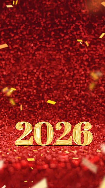 istock happy new year 2026 3d rendering gold color on red glitter background 2243535033