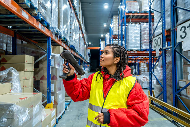 istock Woman worker scanning barcode in cold storage warehouse 2243537917