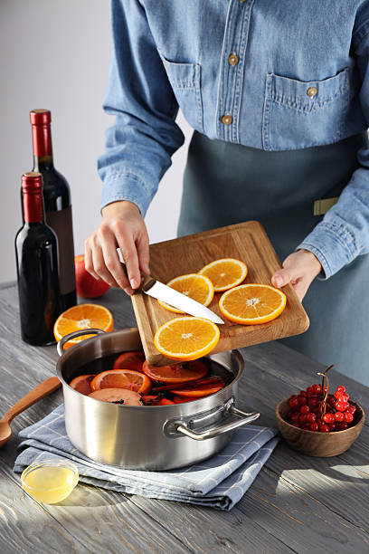 istock Concept of cooking  mulled wine on gray table 2243543024