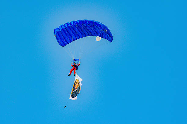 Ankara, Türkiye - October 29, 2008 : Turkish soldier with blue parachute on October 29 Republic Day