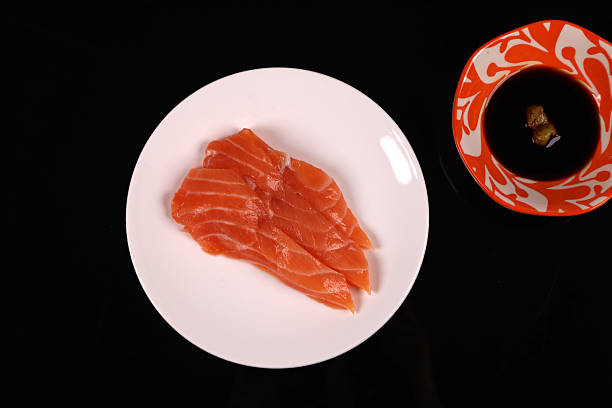 Seafood salmon sashimi Japanese food