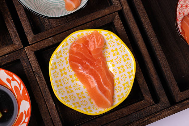 Seafood salmon sashimi Japanese food