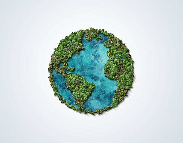 istock Green World Map- 3D tree or forest shape of world map isolated on white background. 2243549124