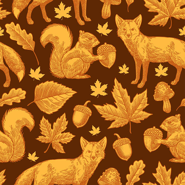 Vector of Seamless Pattern Design with Autumn Element