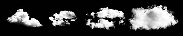 istock Fluffy white clouds on black background create striking contrast, highlighting their soft textures 2243560056