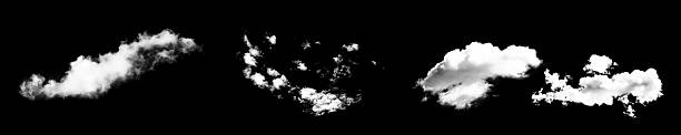 istock Fluffy white clouds on black background create striking contrast, highlighting their soft textures 2243560059