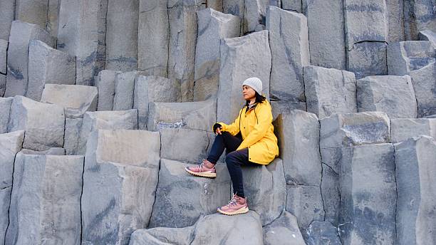 istock Exploring Reynisfjara Beach with stunning basalt columns in Icelandic landscape 2243565820