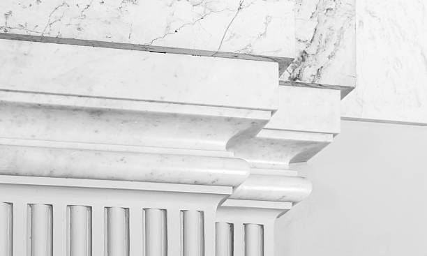 istock Classic interior, black and white abstract photo fragment. Decorative pillars 2243565929