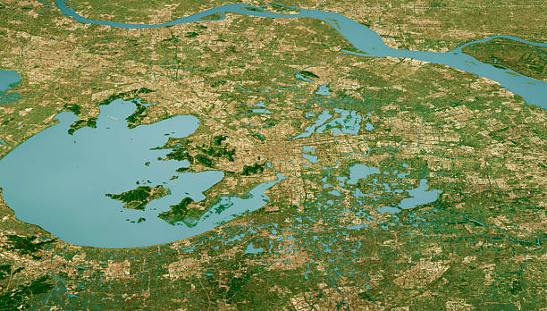istock Suzhou City Satellite Landscape View 3D Render Color 2243567321