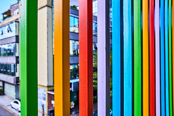 istock Colorful fence in the park 2243567528