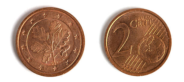 istock Two euro cents coin. White background. 2243588726