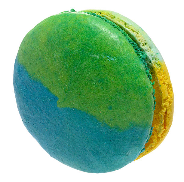istock Blue macaron on isolated background, close up 2243589797