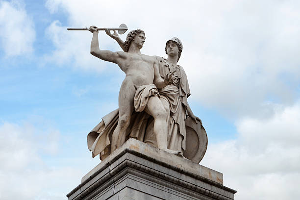 A big statue sculptures at the Michaelertrakt (Michael square) exterior wall facade of the famous Hofburg Palace in the city center of the Austrian capital.1893 by Austrian sculptor Edmund Hofmann von Aspernburg