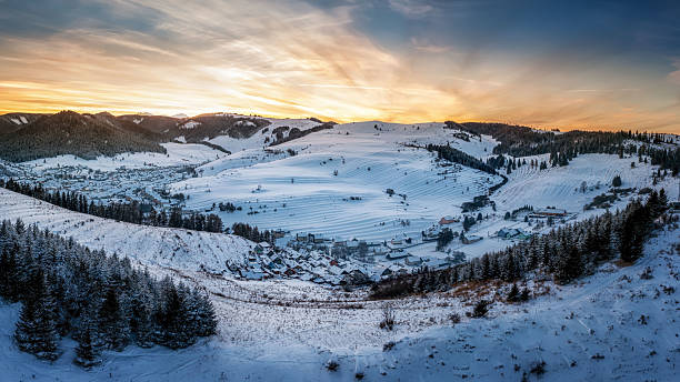 istock snowy Liptovska Teplicka in winter at sunset 2243592732