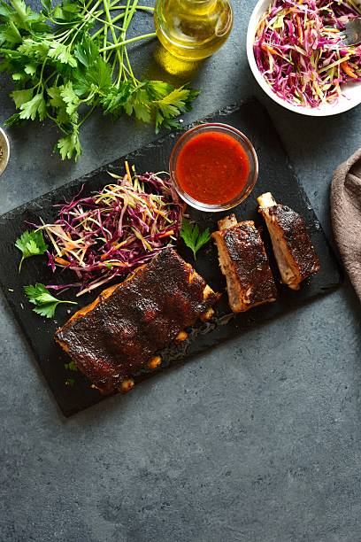 istock Grilled spare ribs, top view 2243613564