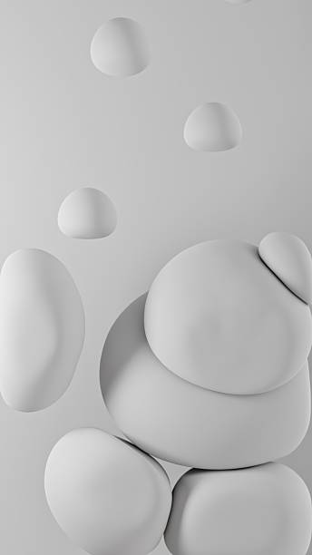 istock Falling white softbody blobs in minimalist scene with smooth clay like texture and calming composition 2243616060
