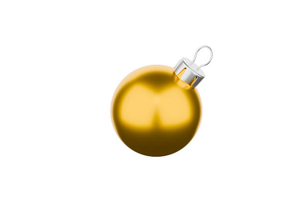 Gold Christmas ball ornament on white background.