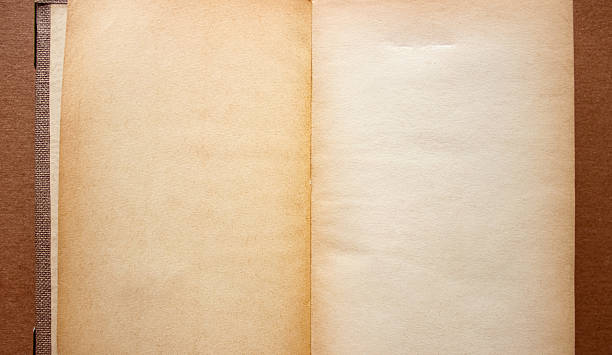 istock Open Vintage Book with Aged Blank Pages and Brown Decorative Cover 2243620645