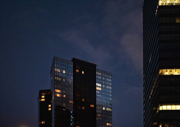High-rise office buildings at dusk in Tallinn