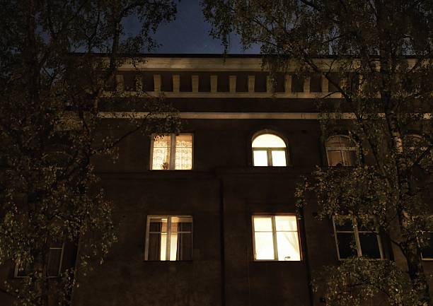 istock Residential building at night 2243637312
