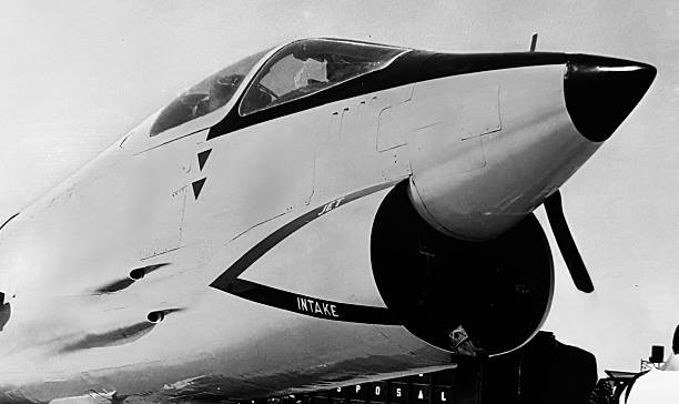 istock fighter jet nose detail black & white 2243644974
