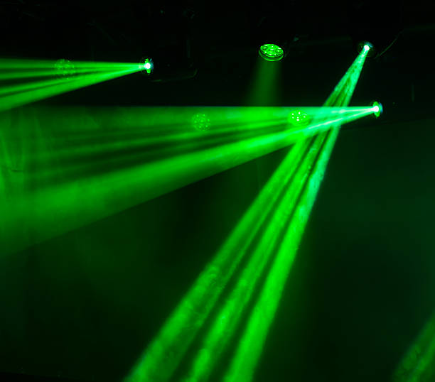 istock Green and blue light beams on dark background 2243655187