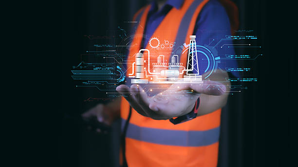 istock Futuristic concept of smart industry with engineer using digital hologram interface for factory automation, data analysis, and industrial innovation in modern manufacturing technology. 2243655638