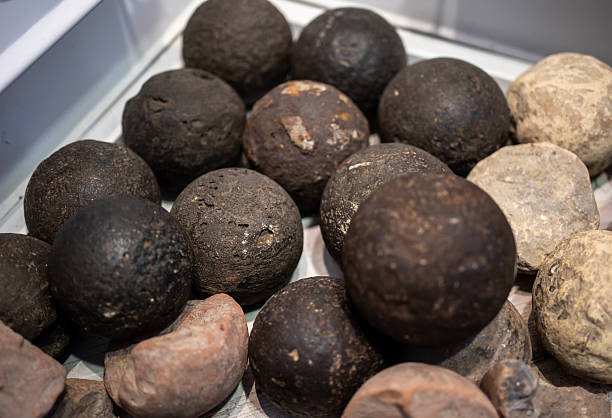Military cannon balls in Mosque Arslan Pasha in the Old Castle in Ioannina, Greece