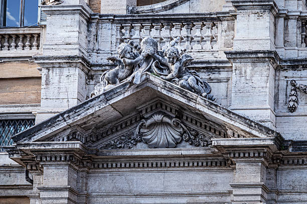 Rome, Italy - December 01, 2019:  Architectural detail on historical building