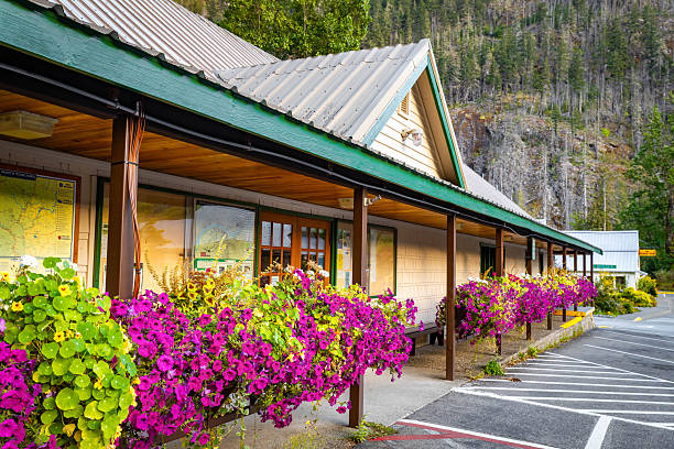 Newhalem, WA, USA - September 12, 2025: Historic Skagit General Store building, a classic community hub for supplies and souvenirs in Newhalem within North Cascades National Park