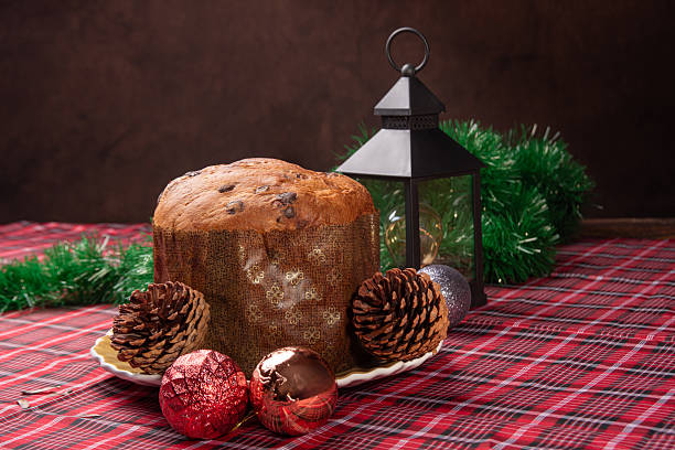 istock Christmas table, a beautiful Christmas table with chocolate cake and Christmas decorations, selective focus. 2243677842