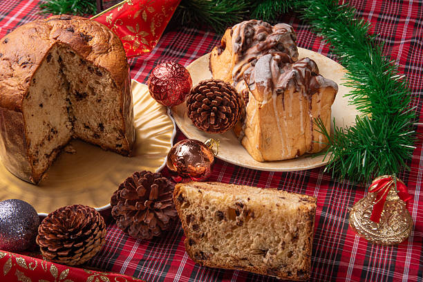 istock Christmas table, a beautiful Christmas table with chocolate cake and Christmas decorations, selective focus. 2243678358