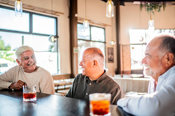 istock Senior friends men talking on bar 2243681836