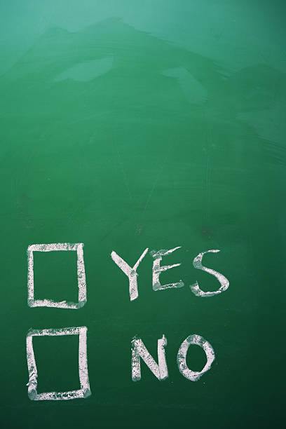 istock Green Chalkboard with Yes and No choices 2243683301