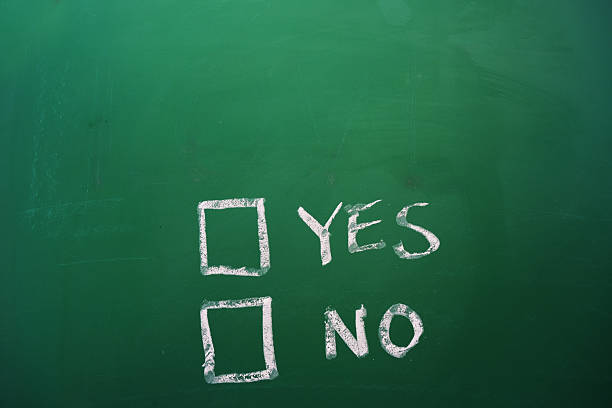 istock Green Chalkboard with Yes and No choices 2243683305