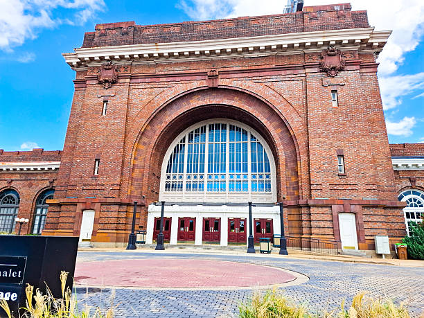 Indiana, USA - May 22, 2024:  Depot Museum and Art Gallery at Indiana Dunes National Park, Beverly Shores, USA.