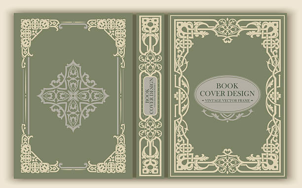 istock Vintage vector book cover with elegant ornaments and decorative Victorian frame. Olive green and beige color palette create a classic harmony and antique elegance. 2243692916