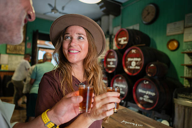 istock Couple toasting sherry wine in traditional spanish bar 2243697127