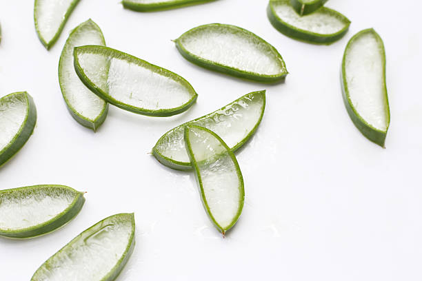 istock Sliced aloe vera pieces with translucent gel 2243699904