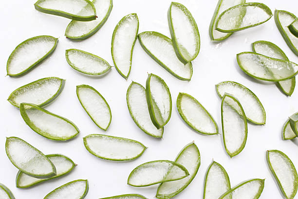 istock Sliced aloe vera pieces with translucent gel 2243700393