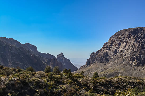 Chisos Mountains landscape overlooking the desert valley through the Window Trail, Big Bend National Park, Texas