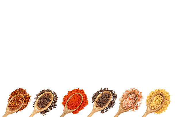 istock Spoons with spices at the bottom on white background 2243710588