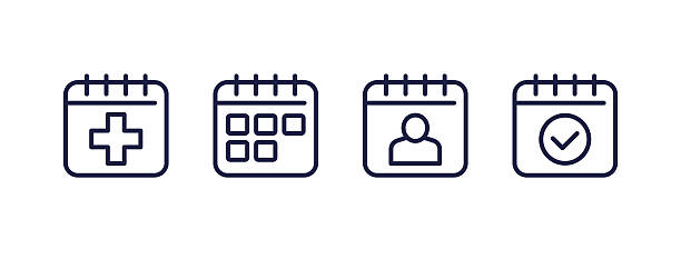 istock medical appointment, schedule icons with a calendar, line vector set 2243721202