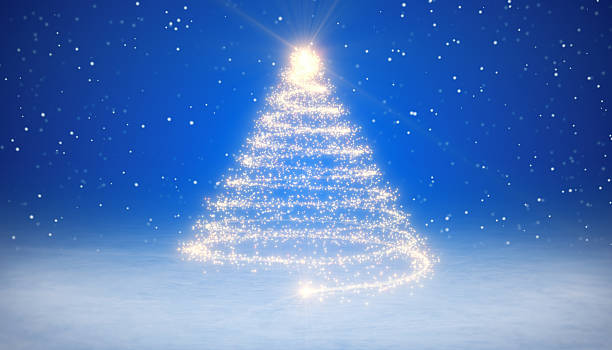 istock Illustation of a Christmas tree on a blue background. 2243723259
