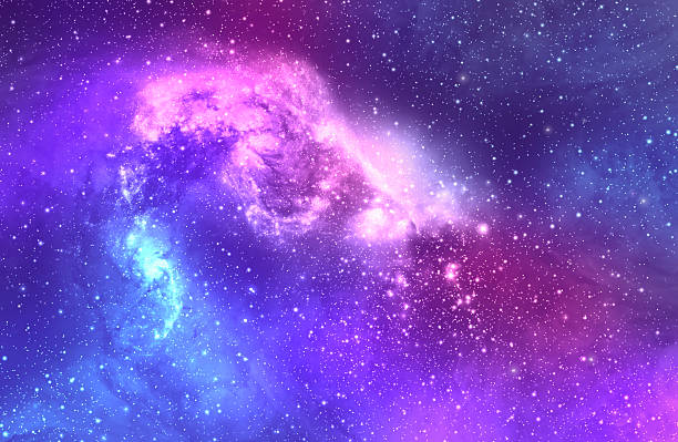 istock Pink blue galaxy space atmosphere with stars on dark background 2243728598