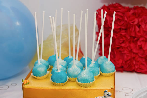Cake Pops blue color on the candy bar stand for a holiday