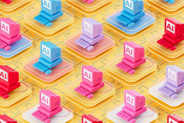 istock Mini Old Computers in Isometric Projection, Retro-Futuristic Concept 2243730896