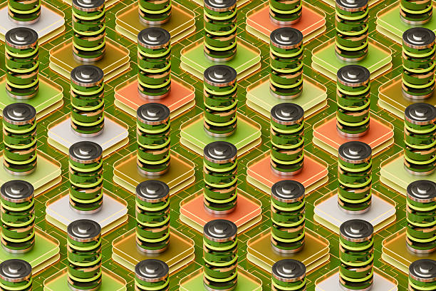 Batteries on Blocks, Sustainable Energy Concept. This design represents the fusion of technology and natural materials, making it ideal for green energy, clean power, and environmental themes. Digitally generated image. 3d render.